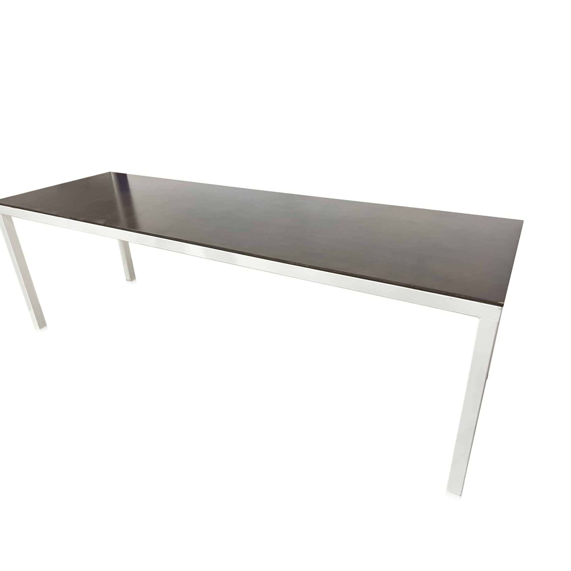 METRO WHITE TABLE WITH WOOD TOP