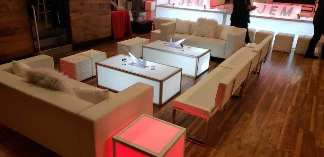 White leather event furniture-Modern Event Rental