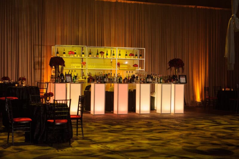 Illuminated Gold event bar rentals-Modern Event Rental