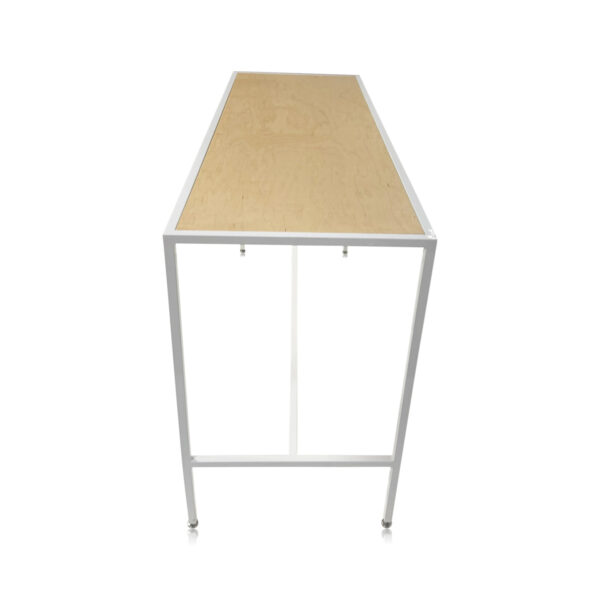 white communal bar table rental